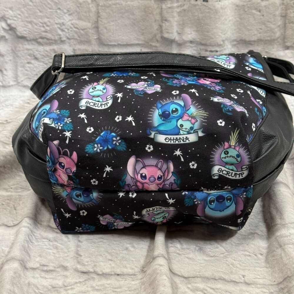 Disney Loungefly Lilo & Stitch Angel Scrump Tattoo Print Hobo Bag Shoulder Purse - Picture 9 of 13